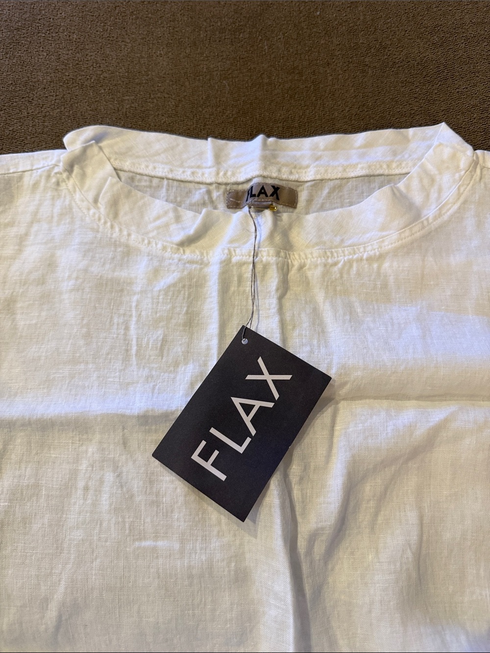 New Flax Size Large 100% Linen Short Sleeve Dress With Pockets (TD) - Picture 3 of 6